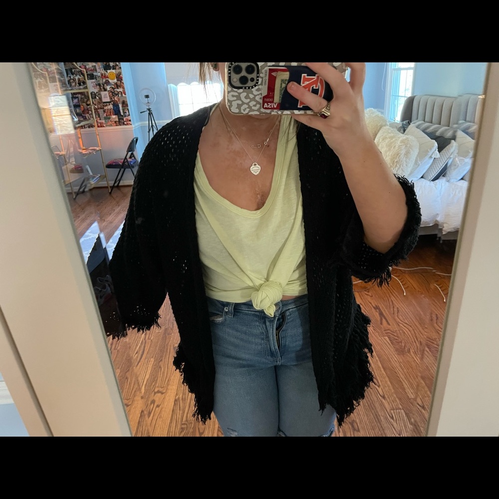american eagle fringed cardigan